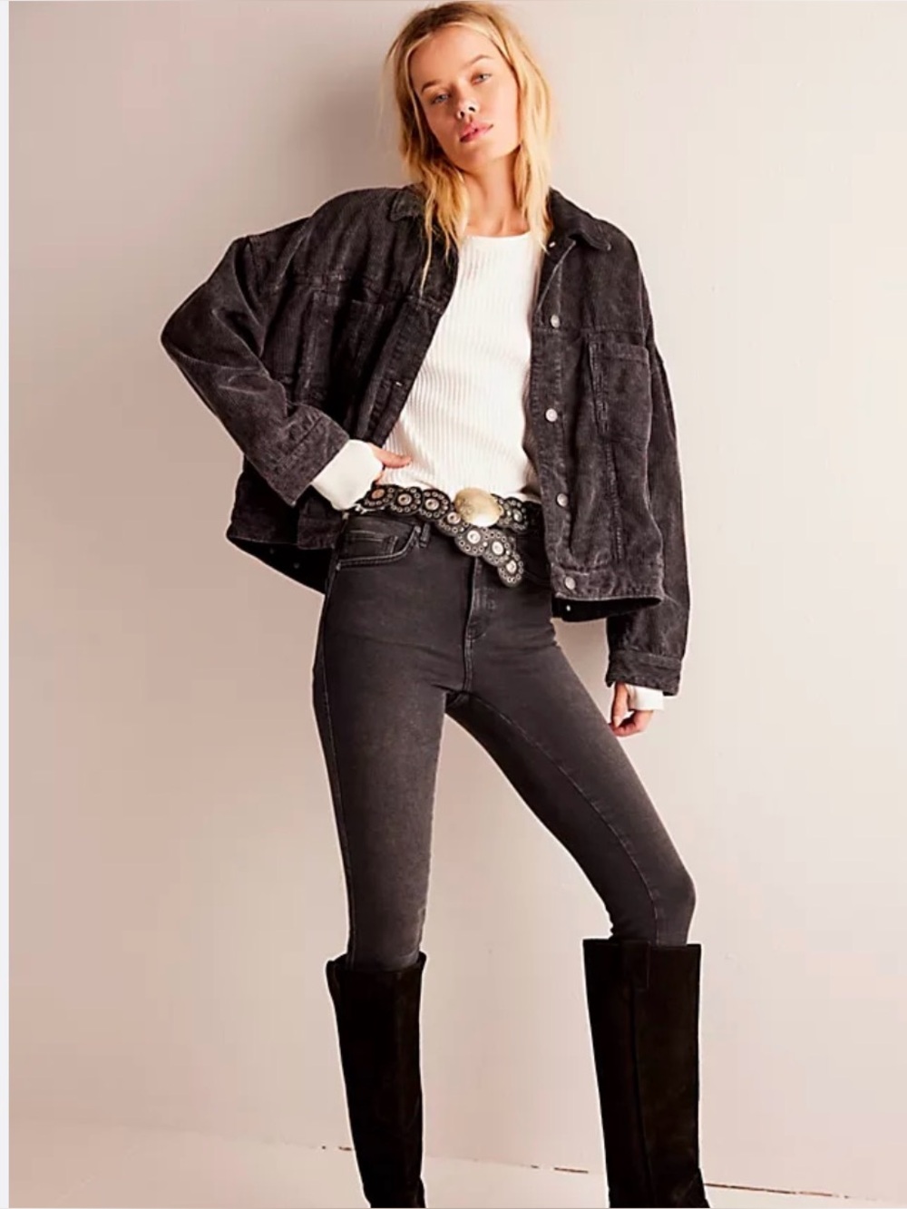 Free People Oversized Corduroy Utility Jacket Size Medium - Picture 2 of 16